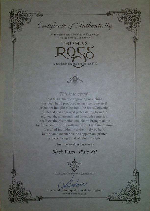 Etchings Certificate of Authenticity Etching COA