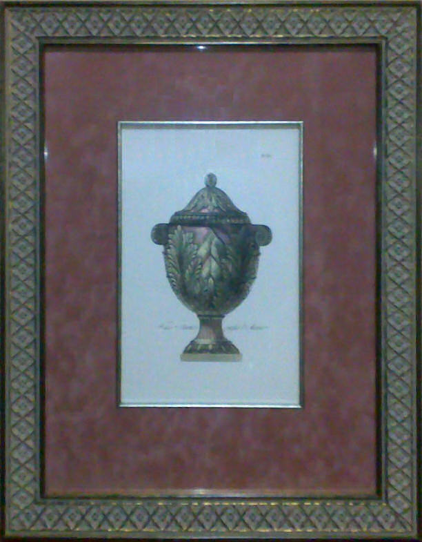 Custom-framed etching of Pale Pink Vase - Plate 15 Etching of Pale Pink Vase - P15