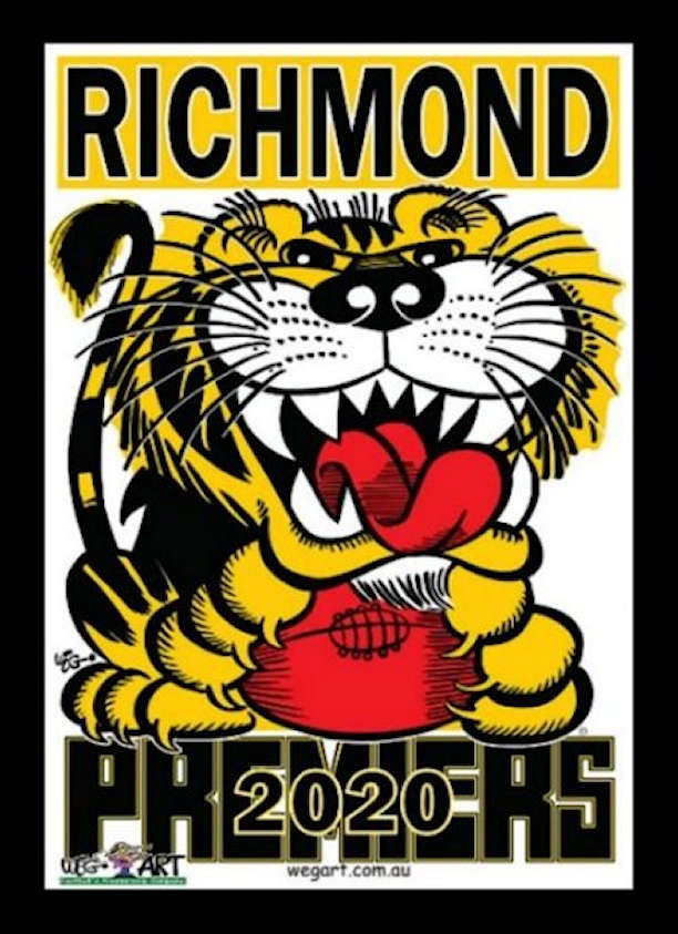 Custom Framed Tigers 2020 Premiership 'WEG-ART' Poster Tigers 2020 Premiership WEG-ART Poster