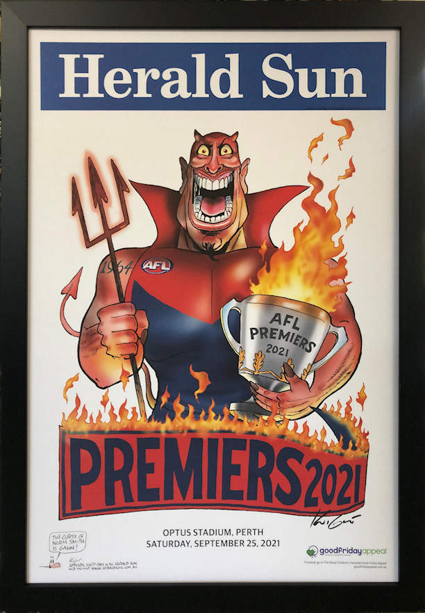 Custom Framed Melbourne Demons 2021 Premiership 'HERALD-SUN' Poster Melbourne 2021 Premiership H-SUN Poster no Mat