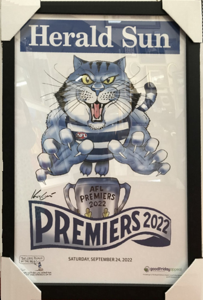 Custom Framed Geelong Cats 2022 Premiership 'HERALD-SUN' Poster Geelong 2022 Premiership H-SUN Poster no Mat
